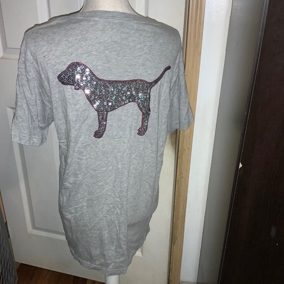 PINK Victoria's Secret Tops - Women’ s Victoria’s Secret Pink Sequin Dog Shirt Preowned Size MEDIUM